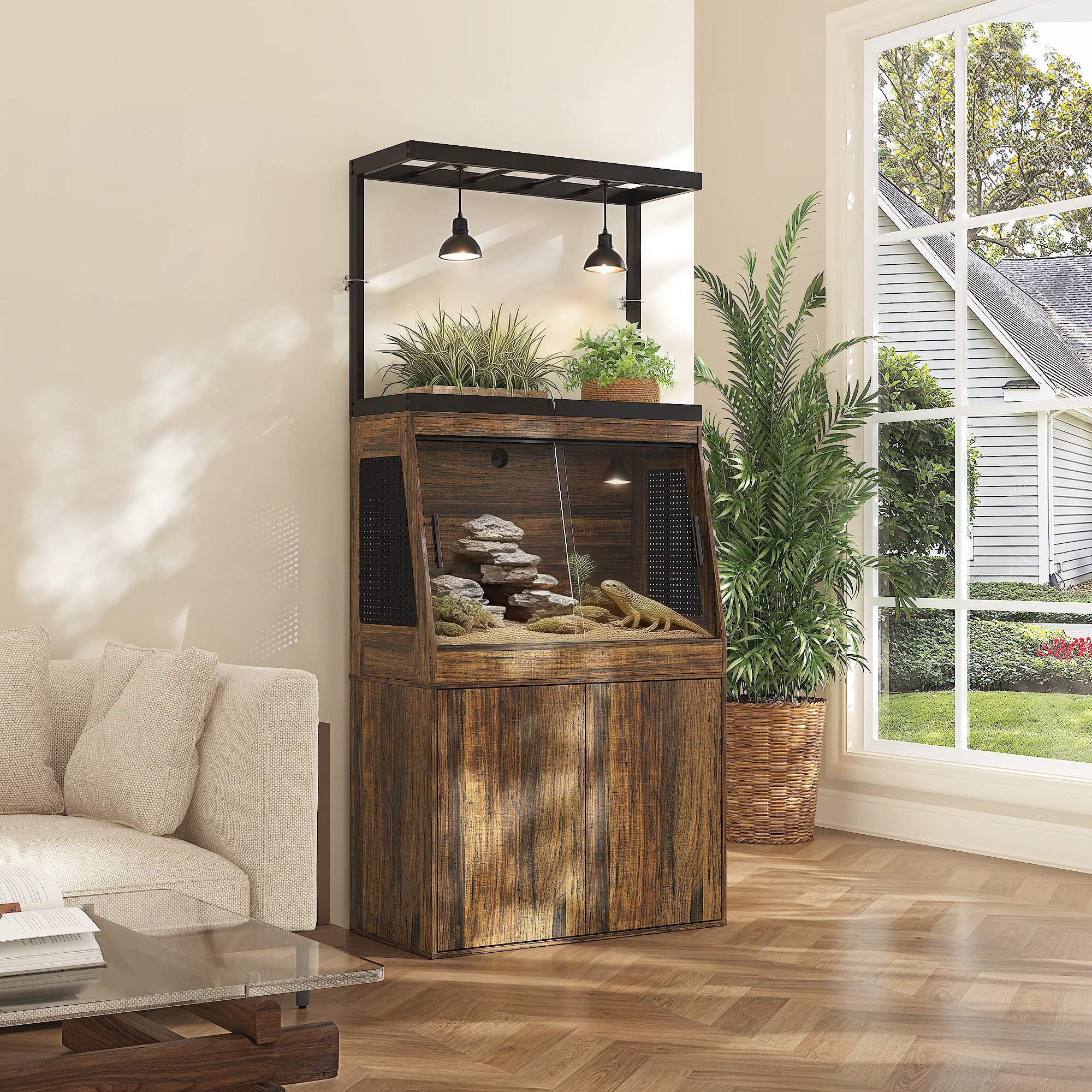 Metaoutdoors Reptile Terrarium With Plant Shelf | Wayfair